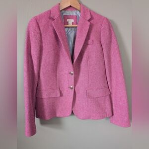 Gorgeous J Crew Wool Pink Herringbone Blazer Size 4